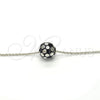 Rhodium Gold Filled Pendant Necklace, Ball Design, Black Enamel Finish, Rhodium Finish, 04.313.0005.18 (01 MM Thickness, 18 Inches Length)