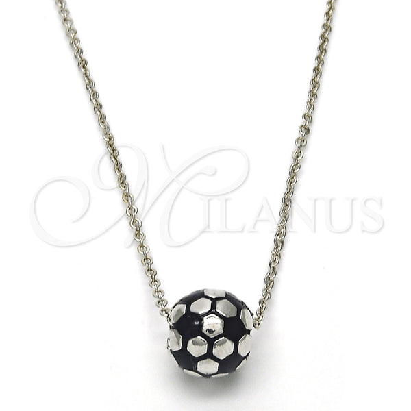 White Gold Filled Necklace — Pendant Necklace Ball Design Black Enamel 04. 01 — main product view — SKU 118218 | Oro Laminado Blanco collar — Pendant Necklace Ball diseño negro Enamel 04. 01 — SKU 118218