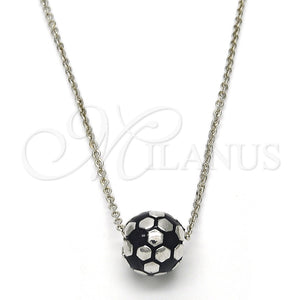 White Gold Filled Necklace — Pendant Necklace Ball Design Black Enamel 04. 01 — main product view — SKU 118218 | Oro Laminado Blanco collar — Pendant Necklace Ball diseño negro Enamel 04. 01 — SKU 118218