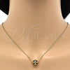 Oro Laminado Pendant Necklace, Gold Filled Style Ball Design, Black Enamel Finish, Golden Finish, 04.313.0005.1.18 (01 MM Thickness, 18 Inches Length)