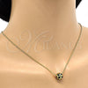 Oro Laminado Pendant Necklace, Gold Filled Style Ball Design, Black Enamel Finish, Golden Finish, 04.313.0005.1.18 (01 MM Thickness, 18 Inches Length)