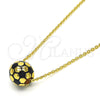 Oro Laminado Pendant Necklace, Gold Filled Style Ball Design, Black Enamel Finish, Golden Finish, 04.313.0005.1.18 (01 MM Thickness, 18 Inches Length)