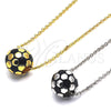 Oro Laminado Pendant Necklace, Gold Filled Style Ball Design, Black Enamel Finish, Golden Finish, 04.313.0005.1.18 (01 MM Thickness, 18 Inches Length)