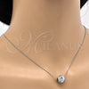 Rhodium Gold Filled Pendant Necklace, Ball Design, Black Enamel Finish, Rhodium Finish, 04.313.0008.18 (01 MM Thickness, 18 Inches Length)