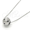 Rhodium Gold Filled Pendant Necklace, Ball Design, Black Enamel Finish, Rhodium Finish, 04.313.0008.18 (01 MM Thickness, 18 Inches Length)