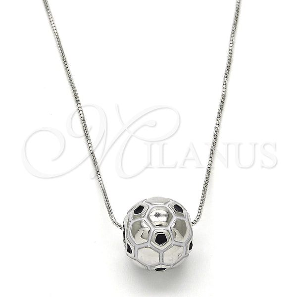 White Gold Filled Necklace — Pendant Necklace Ball Design Black Enamel 04. 01 — main product view — SKU 118224 | Oro Laminado Blanco collar — Pendant Necklace Ball diseño negro Enamel 04. 01 — SKU 118224