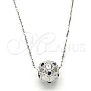 White Gold Filled Necklace — Pendant Necklace Ball Design Black Enamel 04. 01 — main product view — SKU 118224 | Oro Laminado Blanco collar — Pendant Necklace Ball diseño negro Enamel 04. 01 — SKU 118224