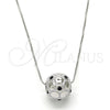 Rhodium Gold Filled Pendant Necklace, Ball Design, Black Enamel Finish, Rhodium Finish, 04.313.0008.18 (01 MM Thickness, 18 Inches Length)