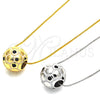 Rhodium Gold Filled Pendant Necklace, Ball Design, Black Enamel Finish, Rhodium Finish, 04.313.0008.18 (01 MM Thickness, 18 Inches Length)
