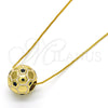 Oro Laminado Pendant Necklace, Gold Filled Style Ball Design, Black Enamel Finish, Golden Finish, 04.313.0008.1.18 (01 MM Thickness, 18 Inches Length)