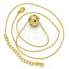 Oro Laminado Pendant Necklace, Gold Filled Style Ball Design, Black Enamel Finish, Golden Finish, 04.313.0008.1.18 (01 MM Thickness, 18 Inches Length)