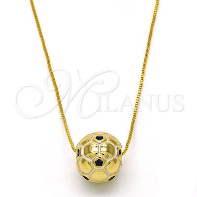 Oro Laminado Pendant Necklace, Gold Filled Style Ball Design, Black Enamel Finish, Golden Finish for wholesale, main product view