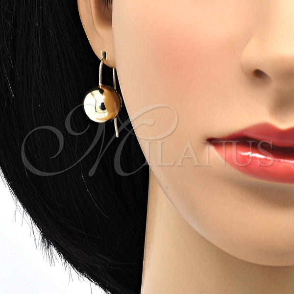 Oro Laminado Leverback Earring, Gold Filled Style Polished, Golden Finish, 02.163.0046