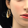 Oro Laminado Medium Hoop, Gold Filled Style Bamboo and Hollow Design, Brushed Finish, Golden Finish, 02.163.0050.30