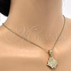 Oro Laminado Fancy Pendant, Gold Filled Style Elephant and Owl Design, Polished, Tricolor, 05.120.0070.1