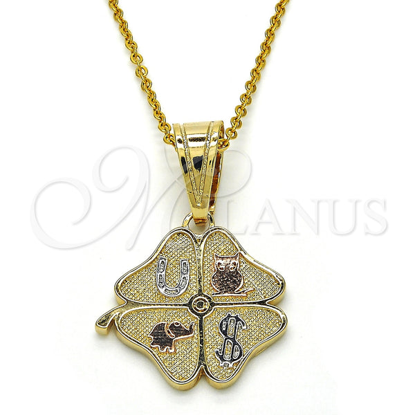 Gold Filled Pendant — Fancy Pendant Elephant and Owl Design Polished Tricolor — alternate product view — SKU 118238 | Oro Laminado dije — elegante Pendant Elephant and Owl diseño pulido Tricolor — SKU 118238