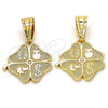 Oro Laminado Fancy Pendant, Gold Filled Style Elephant and Owl Design, Polished, Tricolor, 05.120.0070.1