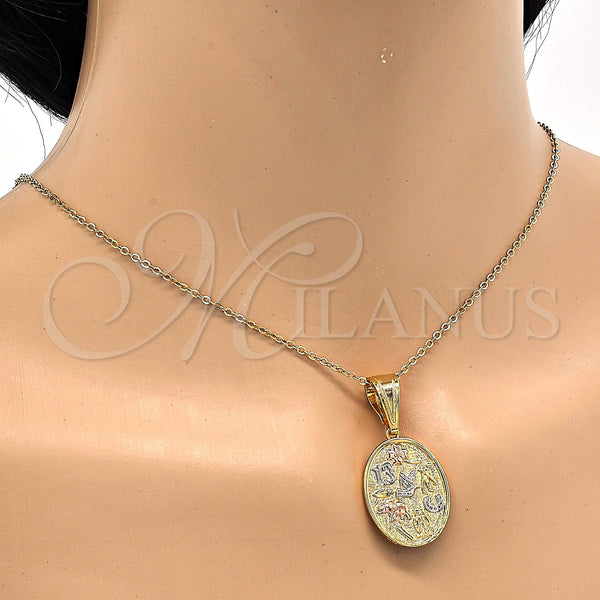 Gold Filled Pendant — Fancy Pendant Elephant and Owl Design Polished Tricolor — alternate product view — SKU 118240 | Oro Laminado dije — elegante Pendant Elephant and Owl diseño pulido Tricolor — SKU 118240