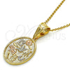 Oro Laminado Fancy Pendant, Gold Filled Style Elephant and Owl Design, Polished, Tricolor, 05.120.0072.1