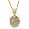Oro Laminado Fancy Pendant, Gold Filled Style Elephant and Owl Design, Polished, Tricolor, 05.120.0072.1