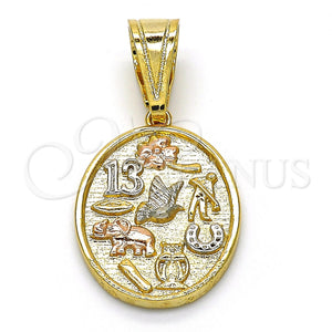 Gold Filled Pendant — Fancy Pendant Elephant and Owl Design Polished Tricolor — main product view — SKU 118240 | Oro Laminado dije — elegante Pendant Elephant and Owl diseño pulido Tricolor — SKU 118240