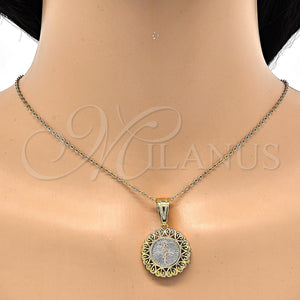 Gold Filled Pendant — Religious Pendant Jesus and Heart Design Polished Tricolor — main product view — SKU 118245 | Oro Laminado dije — Religious Pendant Jesus and corazón diseño pulido Tricolor — SKU 118245