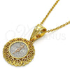 Oro Laminado Religious Pendant, Gold Filled Style Jesus and Heart Design, Polished, Tricolor, 05.120.0077.1