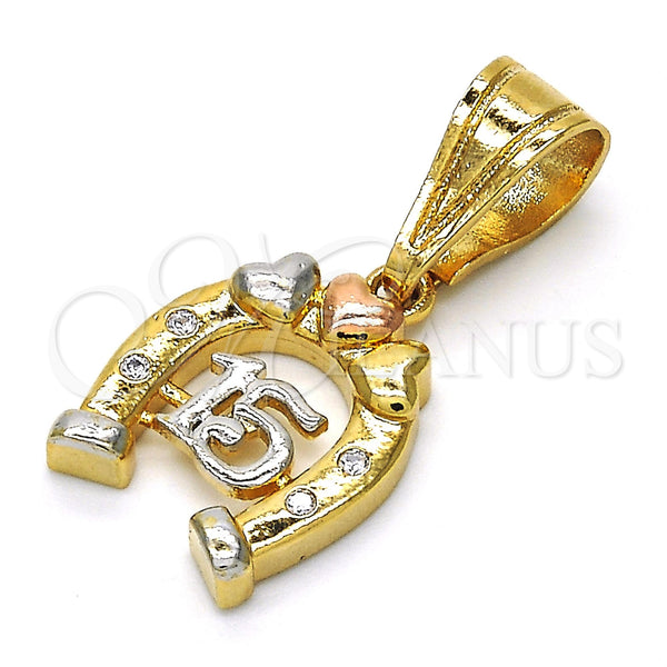 Gold Filled Pendant — Fancy Pendant Heart Design with White Cubic Zirconia — alternate product view — SKU 118246 | Oro Laminado dije — elegante Pendant corazón diseño with blanco Cubic Zirconia — SKU 118246