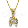 Oro Laminado Fancy Pendant, Gold Filled Style Heart Design, with White Cubic Zirconia, Polished, Tricolor, 05.120.0078.1
