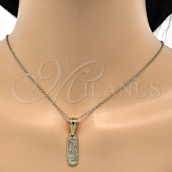 Gold Filled Pendant — Fancy Pendant Elephant and Owl Design Polished Tricolor — alternate product view — SKU 118249 | Oro Laminado dije — elegante Pendant Elephant and Owl diseño pulido Tricolor — SKU 118249
