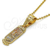 Oro Laminado Fancy Pendant, Gold Filled Style Elephant and Owl Design, Polished, Tricolor, 05.120.0081.1
