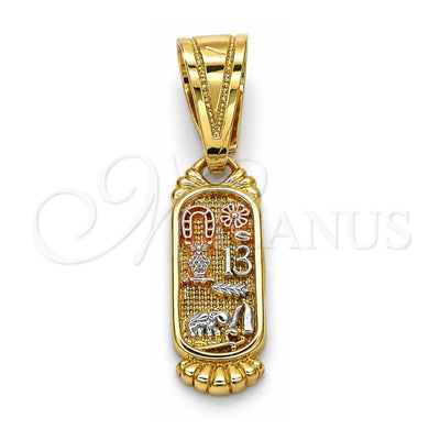 Oro Laminado Fancy Pendant, Gold Filled Style Elephant and Owl Design, Polished, Tricolor, 05.120.0081.1
