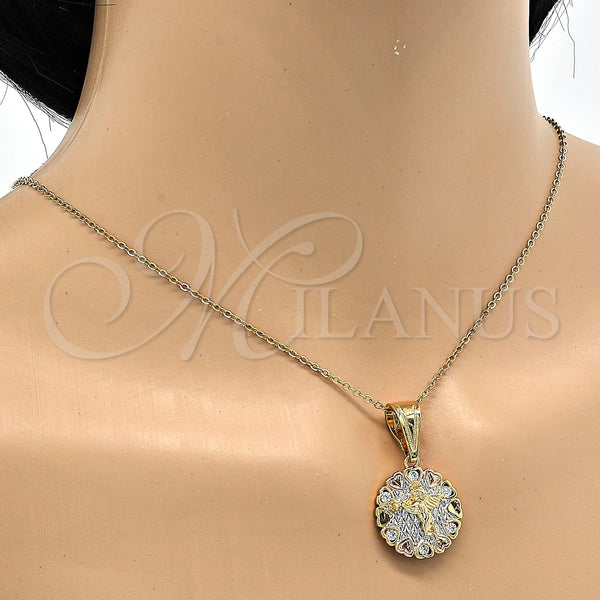 Gold Filled Pendant — Religious Pendant Angel and Heart Design with White — alternate product view — SKU 118251 | Oro Laminado dije — Religious Pendant Angel and corazón diseño with blanco — SKU 118251