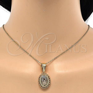 Gold Filled Pendant — Fancy Pendant Flower and Heart Design Polished Tricolor — main product view — SKU 118252 | Oro Laminado dije — elegante Pendant flor and corazón diseño pulido Tricolor — SKU 118252