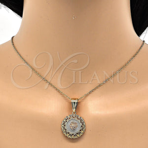 Gold Filled Pendant — Religious Pendant Heart Design Polished Tricolor 05. — main product view — SKU 118255 | Oro Laminado dije — Religious Pendant corazón diseño pulido Tricolor 05. — SKU 118255