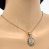 Oro Laminado Religious Pendant, Gold Filled Style Heart Design, Polished, Tricolor, 05.120.0088.1