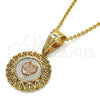 Oro Laminado Religious Pendant, Gold Filled Style Heart Design, Polished, Tricolor, 05.120.0088.1