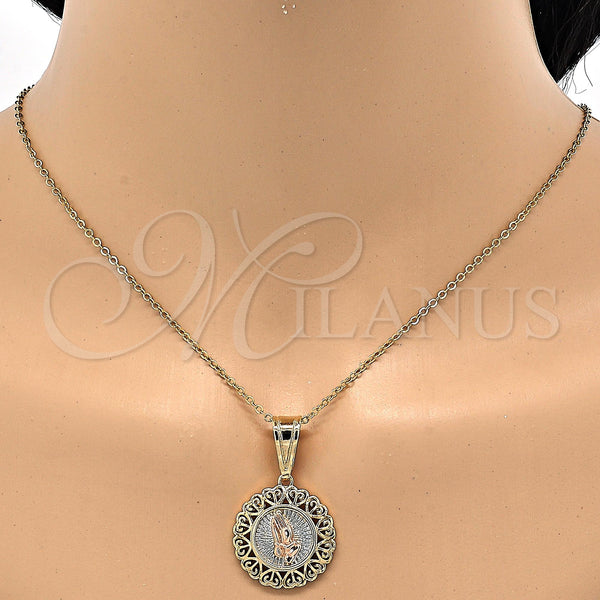 Gold Filled Pendant — Fancy Pendant Hand and Heart Design Polished Tricolor — alternate product view — SKU 118259 | Oro Laminado dije — elegante Pendant Hand and corazón diseño pulido Tricolor — SKU 118259