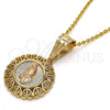 Oro Laminado Fancy Pendant, Gold Filled Style Hand and Heart Design, Polished, Tricolor, 05.120.0092.1