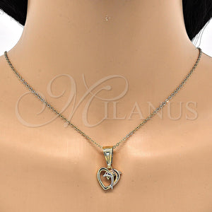 Gold Filled Pendant — Fancy Pendant Heart and Dolphin Design with Garnet — main product view — SKU 118260 | Oro Laminado dije — elegante Pendant corazón and Dolphin diseño with Garnet — SKU 118260