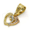 Oro Laminado Fancy Pendant, Gold Filled Style Heart and Dolphin Design, with Garnet Cubic Zirconia, Polished, Tricolor, 05.120.0093.1
