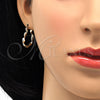 Oro Laminado Medium Hoop, Gold Filled Style Twist Design, Diamond Cutting Finish, Golden Finish, 02.170.0208.1.30