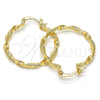Oro Laminado Medium Hoop, Gold Filled Style Twist Design, Diamond Cutting Finish, Golden Finish, 02.170.0208.1.30