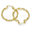 Oro Laminado Medium Hoop, Gold Filled Style Twist Design, Diamond Cutting Finish, Golden Finish, 02.170.0208.1.30