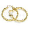 Oro Laminado Medium Hoop, Gold Filled Style Twist Design, Diamond Cutting Finish, Golden Finish, 02.170.0208.1.30