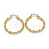 Oro Laminado Medium Hoop, Gold Filled Style Twist Design, Diamond Cutting Finish, Golden Finish, 02.170.0208.1.30