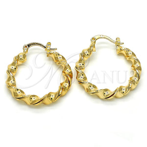 Gold Filled Hoop Earrings — Medium Hoop Twist Design Polished 02. — main product view — SKU 118266 | Oro Laminado aretes de aro — Medium Hoop Twist diseño pulido 02. — SKU 118266