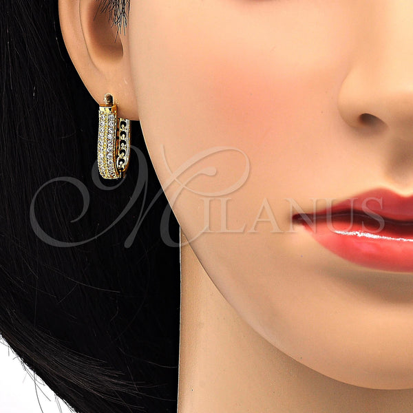 Gold Filled Hoop Earrings — Huggie Hoop with White Cubic Zirconia Polished 02. — main product view — SKU 118310 | Oro Laminado aretes de aro — Huggie Hoop with blanco Cubic Zirconia pulido 02. — SKU 118310
