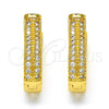 Oro Laminado Huggie Hoop, Gold Filled Style with White Cubic Zirconia, Polished, Golden Finish, 02.287.0004.15