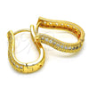 Oro Laminado Huggie Hoop, Gold Filled Style with White Cubic Zirconia, Polished, Golden Finish, 02.287.0004.15